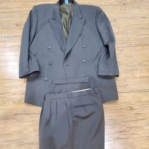 Olive green double breasted men's suit